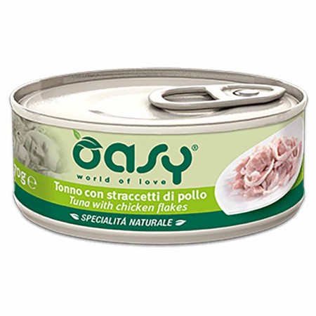 Alimento gatto Oasy Specialit&agrave; naturale adult tonno con straccetti di pollo 150g