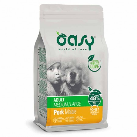 Alimento cane Oasy One Animal Protein adult Medium large Maiale 2,5kg
