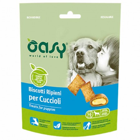 Alimento cane Snack Oasy Biscotti ripieni per cuccioli 70g