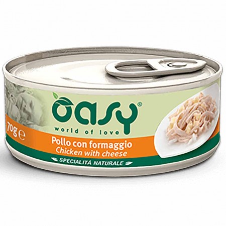 Alimento gatto Oasy Specialit&agrave; naturale adult con pollo e formaggio 70g