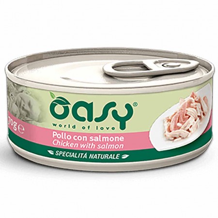 Alimento gatto Oasy Specialit&agrave; naturale adult con pollo e salmone 70g