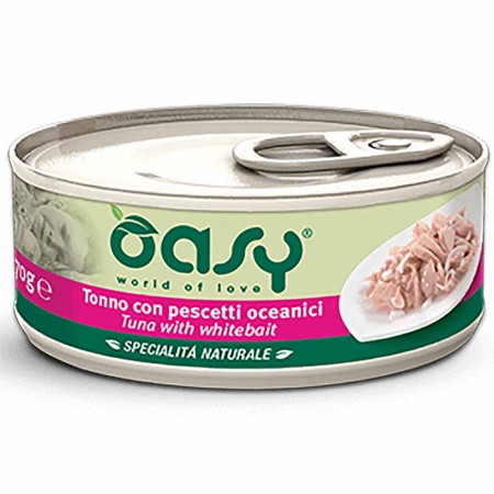 Alimento gatto Oasy Specialit&agrave; naturale adult tonno con Pescetti oceanici 70g