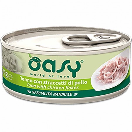 Alimento gatto Oasy Specialit&agrave; naturale adult tonno con straccetti di pollo 70g