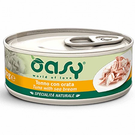 Alimento gatto Oasy Specialit&agrave; naturale adult con tonno e orata 70g