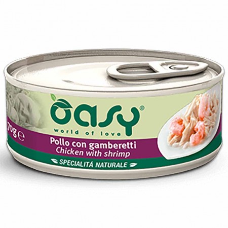 Alimento gatto Oasy Specialit&agrave; naturale adult con pollo e gamberetti 150g