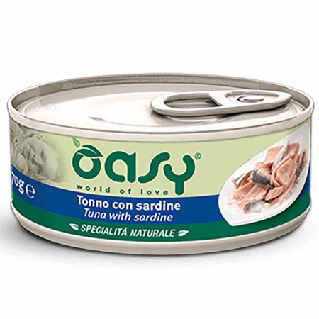 Alimento gatto Oasy Specialit&agrave; naturale adult tonno con sardine 70g