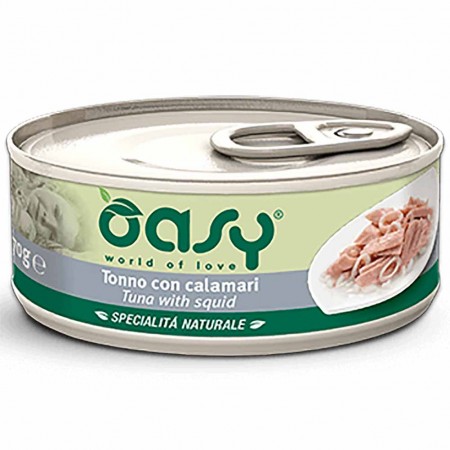 Alimento gatto Oasy Specialit&agrave; naturale adult con tonno e  calamari 70g