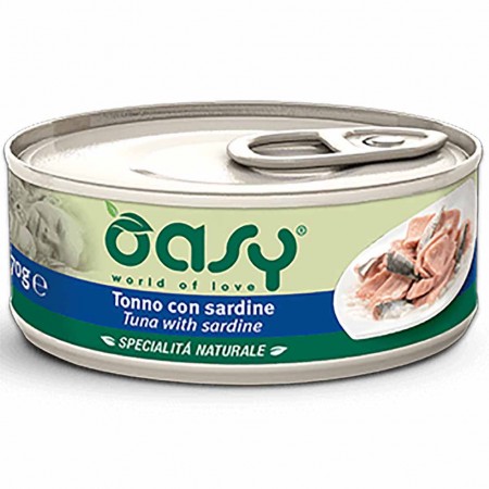 Alimento gatto Oasy Specialit&agrave; naturale adult tonno con sardine 150g