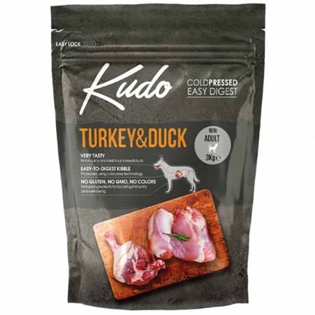 Alimento cane Kudo Low Grain Tacchino e anatra adult mini 3kg