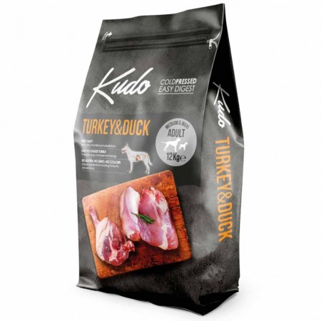 Alimento cane Kudo Low Grain Tacchino e anatra adult medium e maxi 12kg