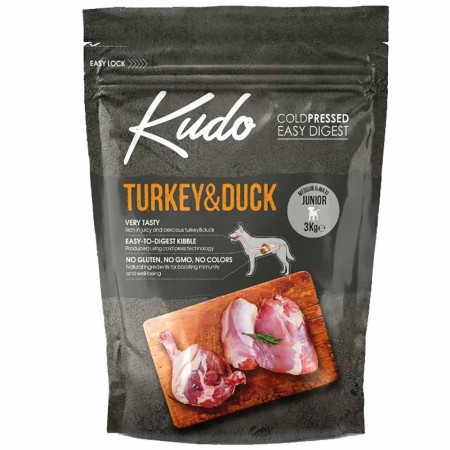 Alimento cane Kudo Low Grain Tacchino e anatra Junior medium e maxi 3kg