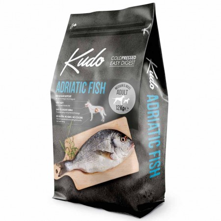 Alimento cane Kudo Low Grain Pesce dell'Adriatico adult medium e maxi 12kg