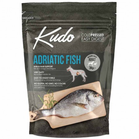 Alimento cane Kudo Low Grain Pesce dell'Adriatico adult medium e maxi 3kg