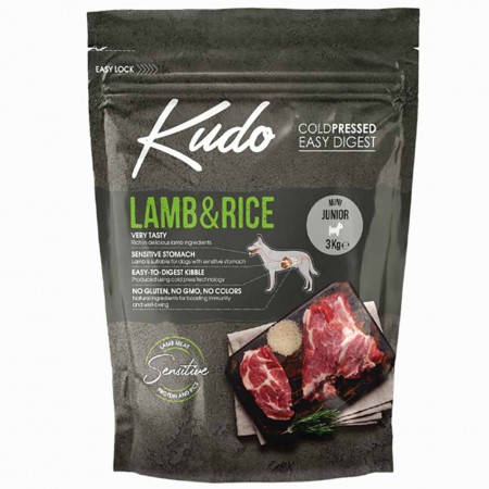 Alimento cane Kudo Low Grain Agnello e riso Junior mini 3kg