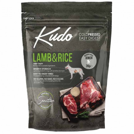 Alimento cane Kudo Low Grain Agnello e riso Junior medium e maxi 3kg