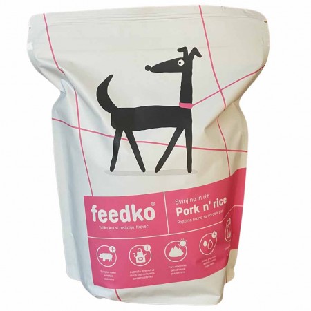 Alimento disidratato per cani Feedko maiale e riso 150g