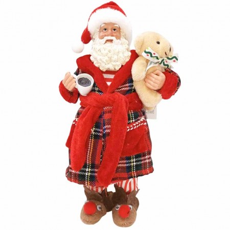 Babbo Natale da collezione in vestaglia con tazza 28cm