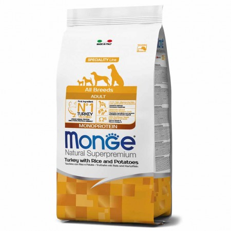 Alimento cane Monge All Breeds adult monoprotein Tacchino riso e patate 12kg