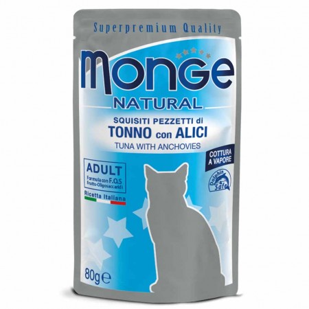 Alimento gatto Monge Natural tonno e alici 80g