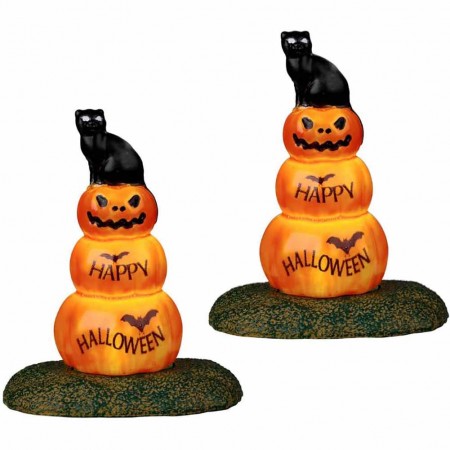 Cat and pumpkin set of 2 Spooky Town Lemax 24939