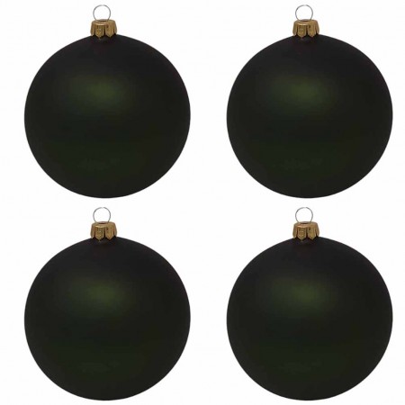 Confezione di 4 palline di Natale in vetro 10cm Verde bosco opaco