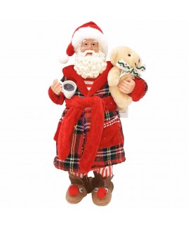 Babbo Natale da collezione in vestaglia con tazza 28cm