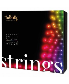 Catena luminosa Twinkly Strings 600 led RGB filo nero controller Bluetooth e Wi-Fi