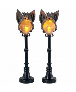 Gargoyle lamp post set of 2 Spooky Town Lemax 14829