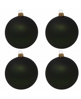 Confezione di 4 palline di Natale in vetro 10cm Verde bosco opaco